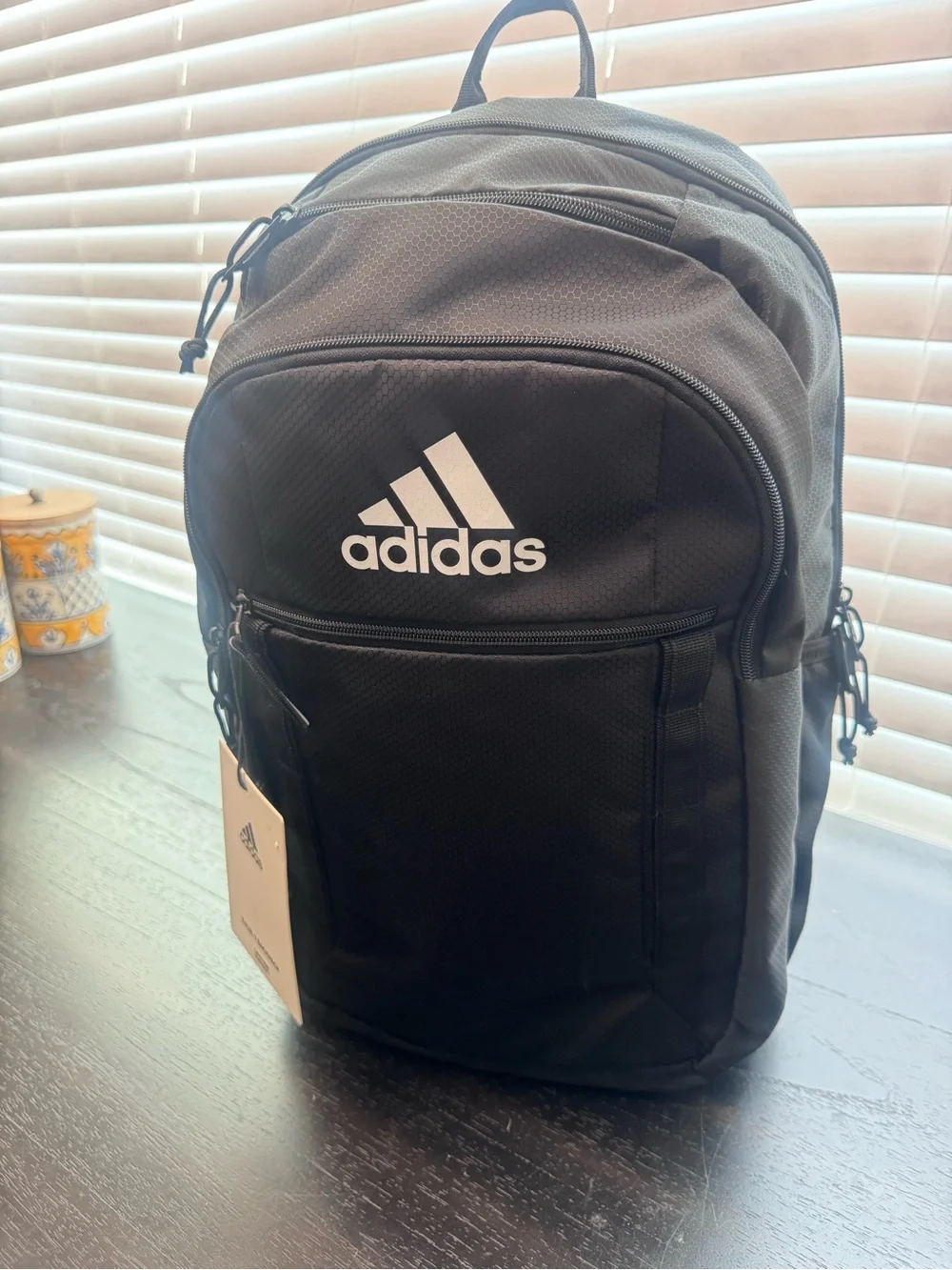 adidas Black and Gray Men's Backpack with White Logo